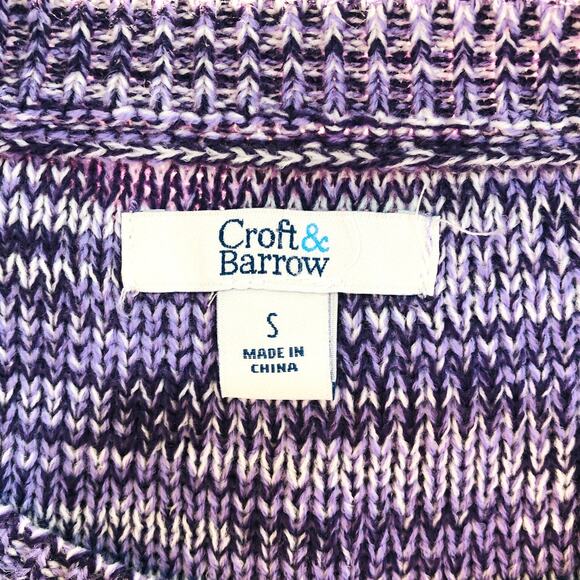 Croft & Barrow Purple Tri Color Marled Multi Knit Pullover Sweater NWT - Picture 6 of 8